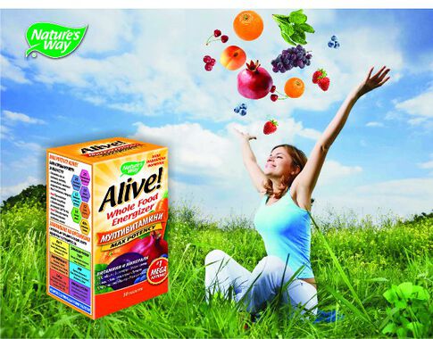 Alive!, Натурални мултивитамини + супер-храни, 1 гр., 30 табл.