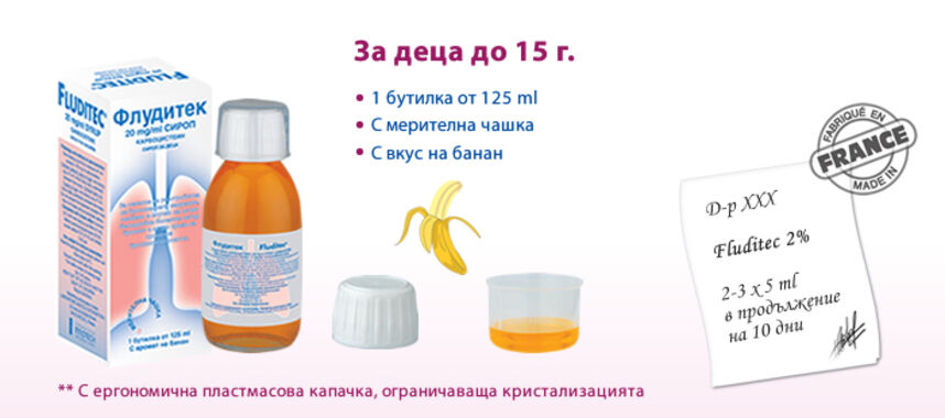 Флудитек, Сироп за деца - нарушена бронхиална секреция