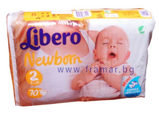 Памперс Либеро Нюборн 3-6 кг - 70 броя