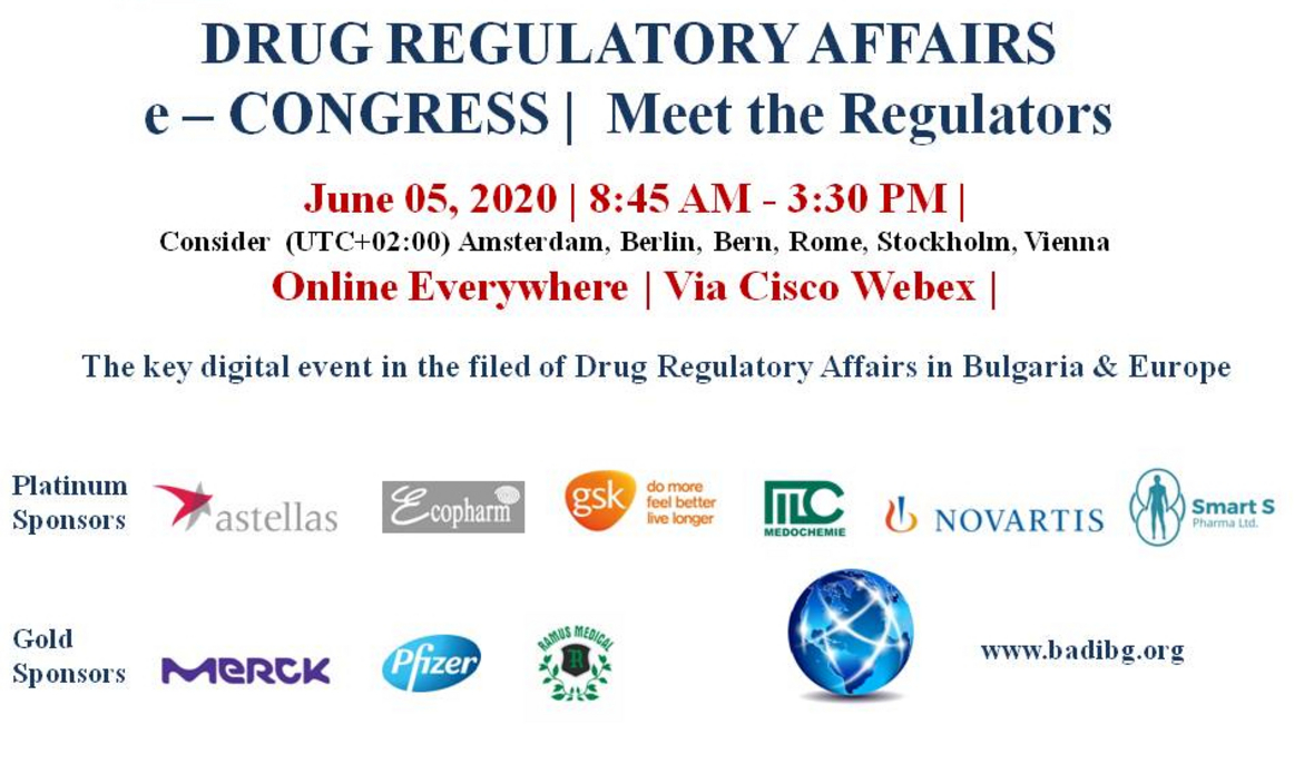ДИРЕКТОРЪТ НА EUROPEAN MEDICINES AGENCY (EMA) - ПРОФ. ГИДО РАЗИ - СПЕЦИАЛЕН ГОСТ НА DRUG REGULATORY AFFAIRS e-CONGRESS | MEET THE REGULATORS | 10 YEARS BADI ЩЕ СЕ ПРОВЕДЕ НА 5 ЮНИ 2020