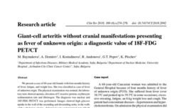 Giant-Cell Arteritis without Cranial Manifestations Presenting as Fever of Unknown Origin: A Diagnostic Value of 18F-FDG PET/CT