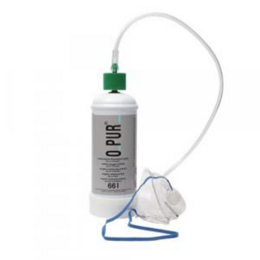 O_PUR Sauerstoff Einweg Stahlflasche mit Dauerventil + Maske 66l