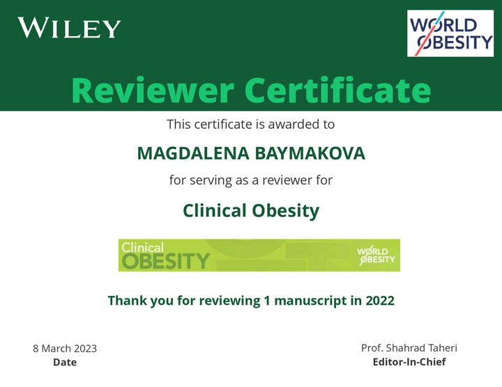 Peer-Reviewed Journal "Clinical Obesity" (Indexing: PubMed, Web of Science)