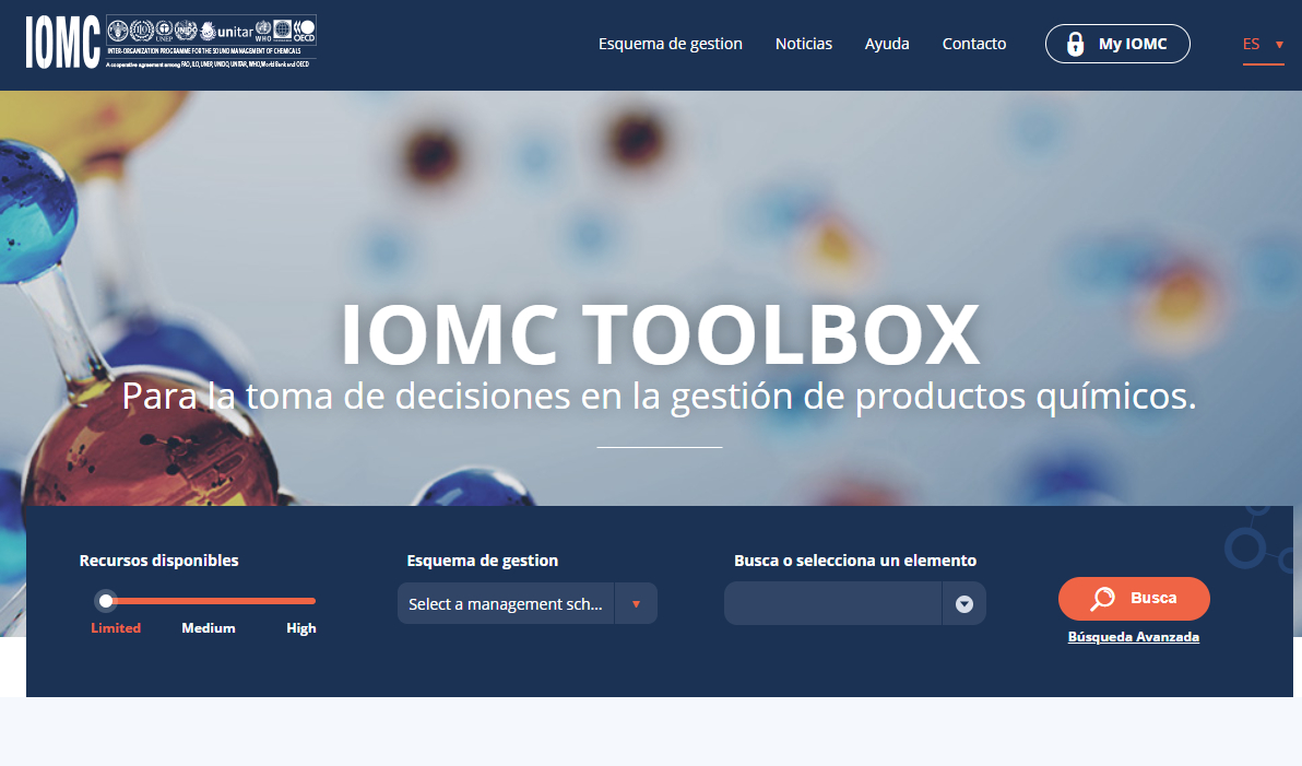 Caja de herramientas en Internet para la toma de decisiones en la gestión de sustancias químicas (IOMC Toolbox)